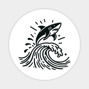 Stick Figure of a Shark in Black Ink Magnet